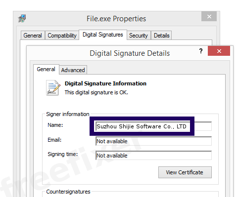Screenshot of the Suzhou Shijie Software Co., LTD certificate